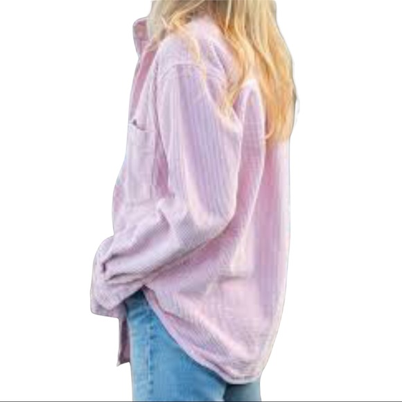 New CP Shades x Free People Pink Oversized Corduroy Buttondown Top / Jacket USA - Picture 4 of 11